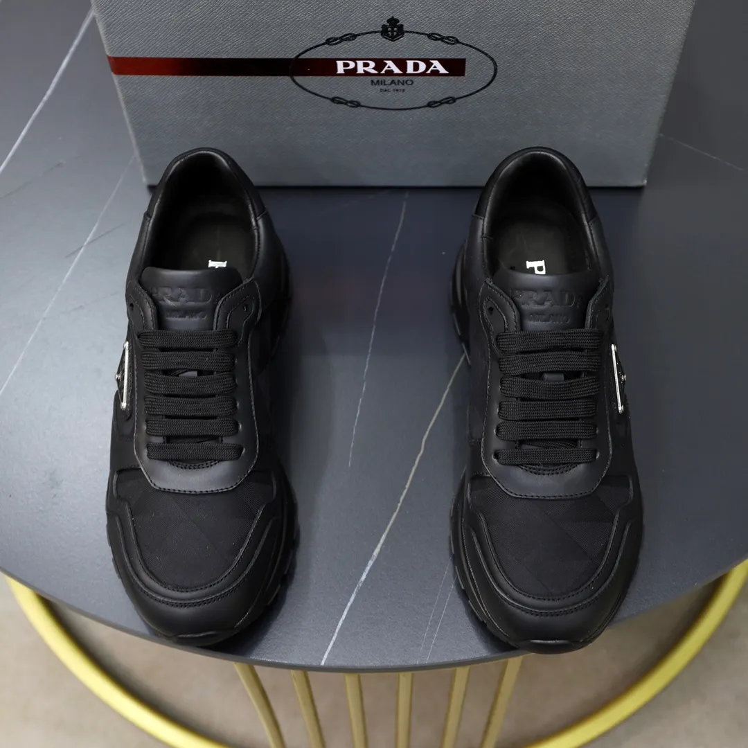Men's shoes 💰600💰🙅‍♂️🙅‍♂️🙅‍♂️ [PRADA] Prada - High-end quality original order - Upper: Nappa calfskin, tumbled calfskin spliced stretch cloth surface, tongue high frequency brand logo - Lining: water-dyed cowhide - Outsole: ultra-light TPU foam rubber; two-color molded outsole -Ultra-high quality control and fine workmanship: outstanding (high-end, extravagance, grade) -Size: 38-44 (45 can be customized)